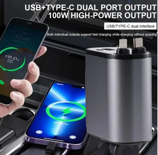 Digital Display Charging USB Adapter Cigarette Lighter One To Four