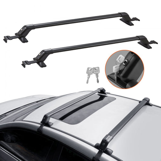 Universal Roof Rack Cross Bars, 41.3" Aluminum Roof Rack Crossbars, Fit Roof without Side Rail, 155 lbs Load Capacity, Adjustable Bare Roof Crossbars with Locks, for SUVs, Sedans, and Vans