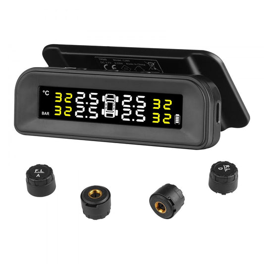 RV Tire Pressure Monitoring System Real Time Solar Trailer TPMS 4 Sensors